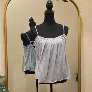 Errant Elegant Women's Spaghetti Strap 100% Cotton Blouse Light Gray Size M